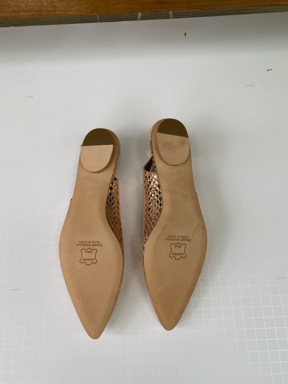 Stuart Weitzman Metallic Rose Gold Pointed Slingback Flats - Picture 2 of 4